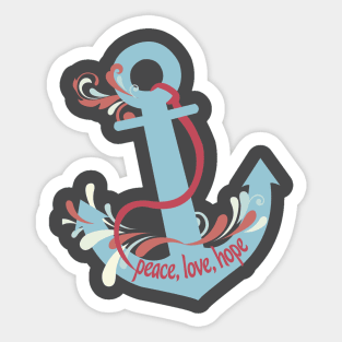 Peace, Love, Hope, Nautical, Anchor Sticker